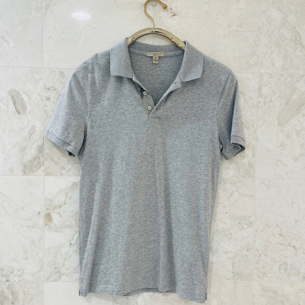 BURBERRY BRIT {S} Polo Shirt Heather Grey Nova Check - Picture 2 of 6